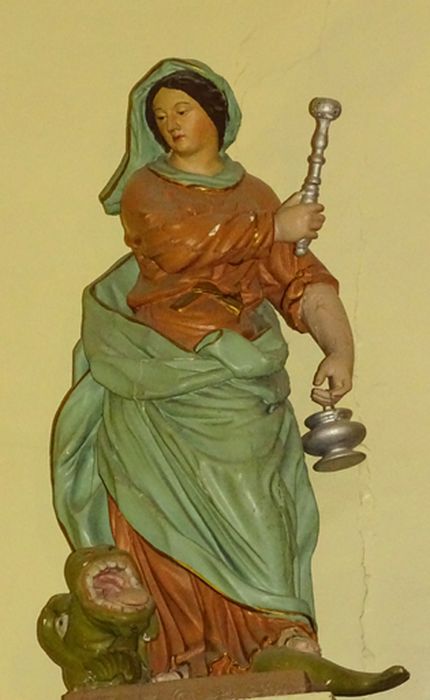 Statue petite nature : Sainte Marthe terrassant le dragon - © Ministère de la Culture (France), Conservation des antiquités et des objets d’art de l’Ain, tous droits réservés