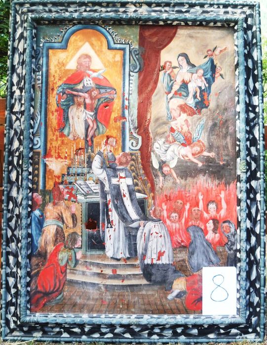 tableau : Messe pour les âmes du Purgatoire et Donation du Rosaire - © Ministère de la Culture (France), Conservation des antiquités et des objets d’art des Hautes-Alpes - Tous droits réservés