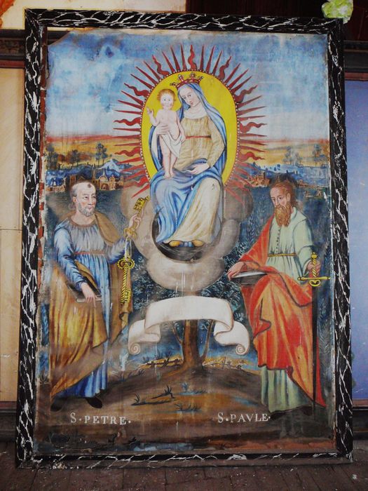 tableau : Vierge à l'Enfant avec saint Paul et saint Pierre et cadre - © Ministère de la Culture (France), Conservation des antiquités et des objets d’art des Hautes-Alpes - Tous droits réservés