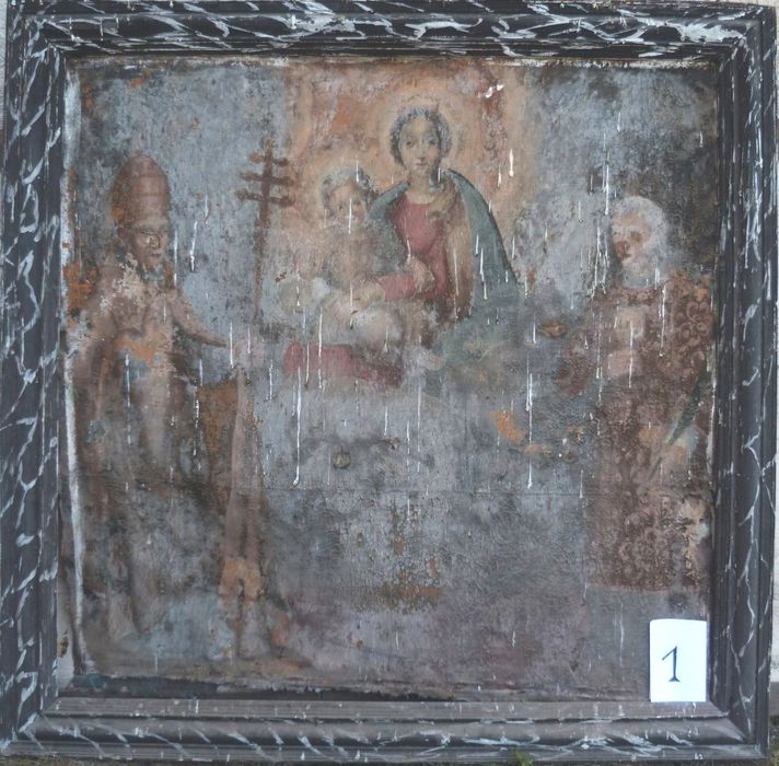 tableau : Vierge à l'Enfant entre Saint Arnoult et Saint Chaffrey - © Ministère de la Culture (France), Conservation des antiquités et des objets d’art des Hautes-Alpes - Tous droits réservés