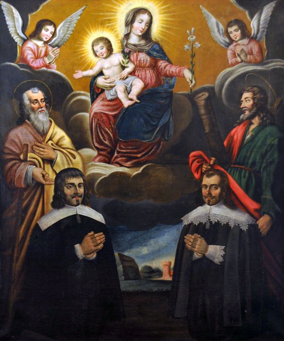 tableau : Vierge à l'Enfant, saint André et saint Jacques et deux donateurs (les Seigneurs d'Upaix)