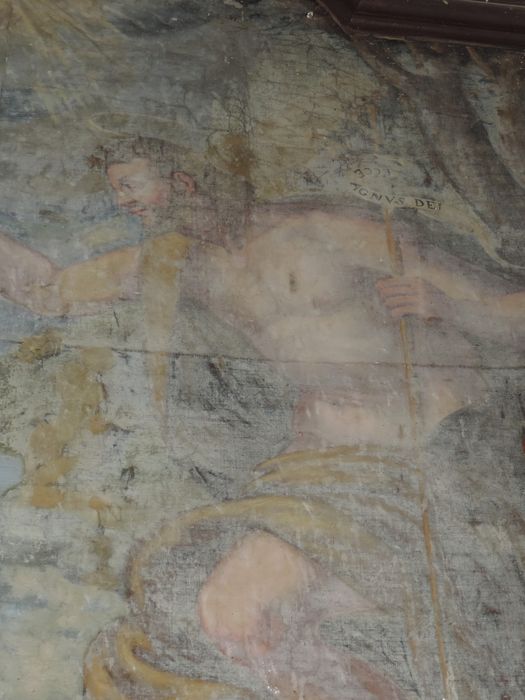 tableau : Baptême du Christ (le), vue partielle - © Ministère de la Culture (France), Conservation des antiquités et des objets d’art des Hautes-Alpes - Tous droits réservés