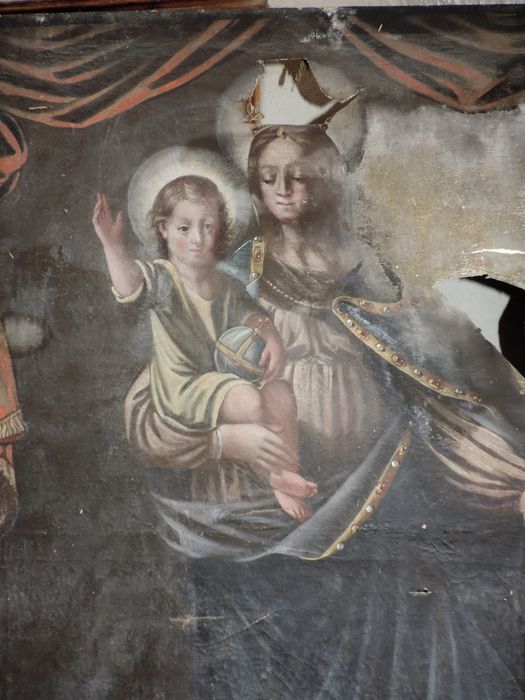 tableau : Vierge à l'Enfant, vue partielle - © Ministère de la Culture (France), Conservation des antiquités et des objets d’art des Hautes-Alpes - Tous droits réservés