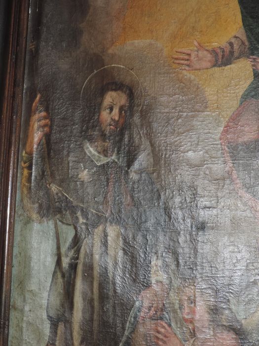 tableau: Saint Roch, saint Côme et saint Raymond et la Vierge à l'Enfant, détail