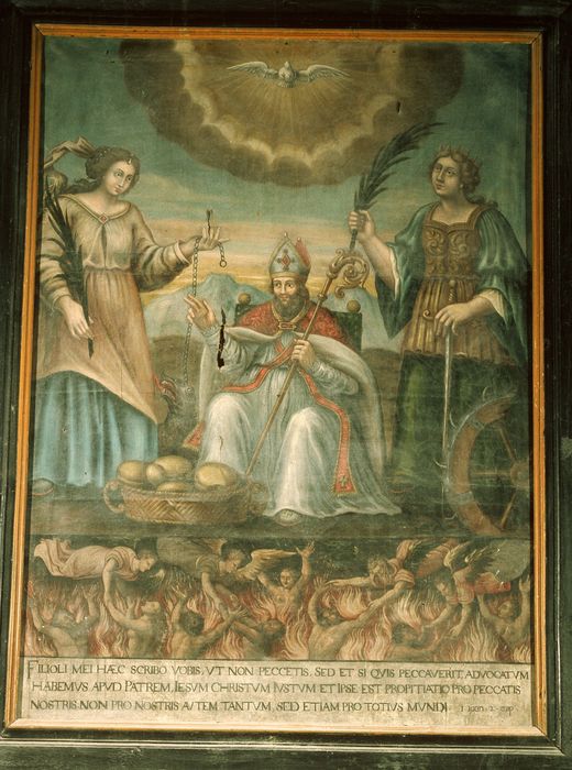 tableau : Saint Honoré, sainte Catherine, sainte Marguerite - © Ministère de la Culture (France), Conservation des antiquités et des objets d’art des Hautes-Alpes - Tous droits réservés