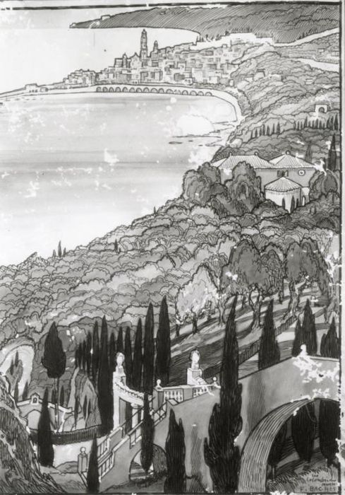 tableau : Vue panoramique de la ville de Menton