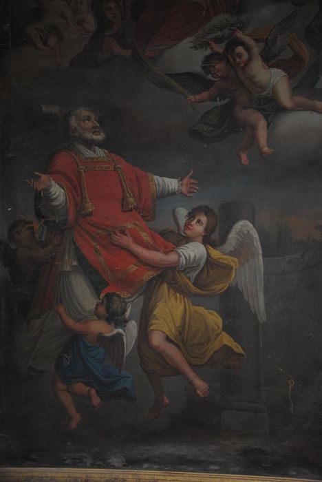 tableau : Triomphe de saint Andéol, vue partielle - © Ministère de la Culture (France), Médiathèque du patrimoine et de la photographie, Conservation des antiquités et des objets d’art de l’Ardèche – Tous droits réservés