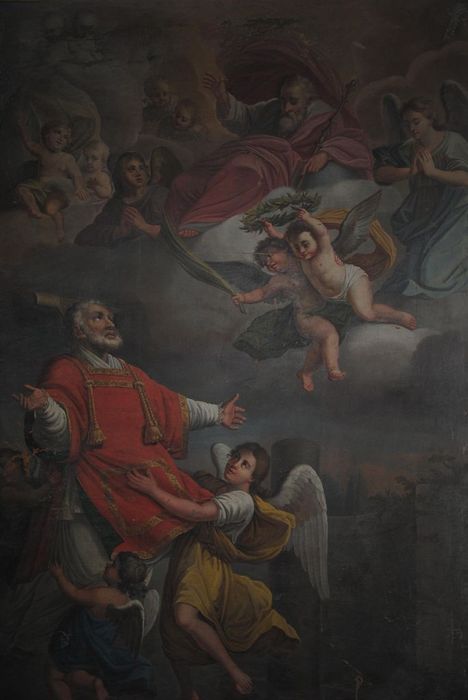 tableau : Triomphe de saint Andéol, vue partielle - © Ministère de la Culture (France), Médiathèque du patrimoine et de la photographie, Conservation des antiquités et des objets d’art de l’Ardèche – Tous droits réservés