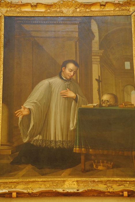 tableau, cadre : saint Louis de Gonzague en prière, vue générale - © Ministère de la Culture (France), Conservation des antiquités et des objets d’art de l’Ardèche – Tous droits réservés