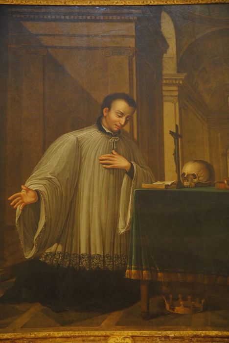 tableau : saint Louis de Gonzague en prière, vue générale - © Ministère de la Culture (France), Médiathèque du patrimoine et de la photographie, Conservation des antiquités et des objets d’art de l’Ardèche – Tous droits réservés