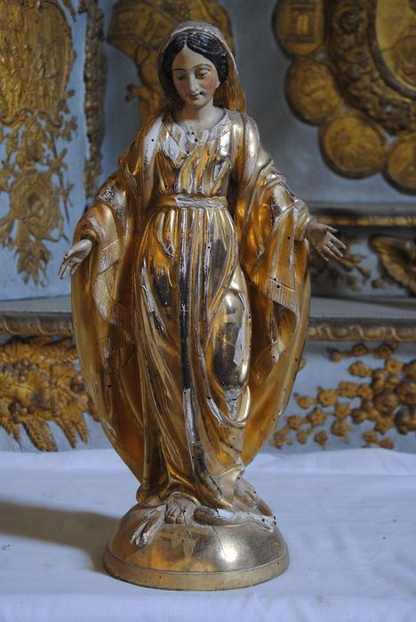 statue et son socle : Vierge Immaculée, vue générale - © Ministère de la Culture (France), Conservation des antiquités et des objets d’art de l’Ardèche – Tous droits réservés