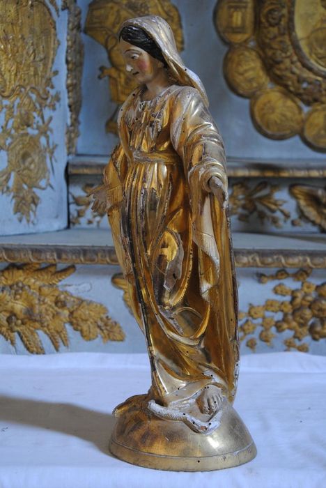 statue et son socle : Vierge Immaculée, vue générale - © Ministère de la Culture (France), Conservation des antiquités et des objets d’art de l’Ardèche – Tous droits réservés