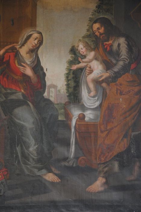 tableau : sainte famille, vue partielle - © Ministère de la Culture (France), Conservation des antiquités et des objets d’art de l’Ardèche – Tous droits réservés