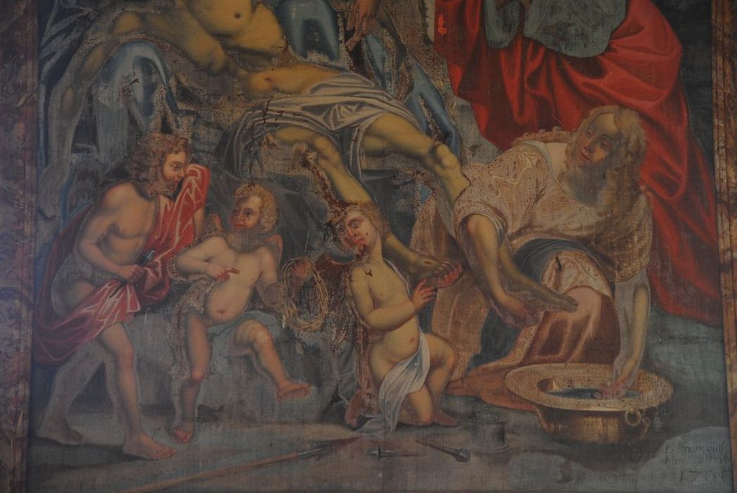 tableau : La Déploration, vue partielle - © Ministère de la Culture (France), Conservation des antiquités et des objets d’art de l’Ardèche – Tous droits réservés