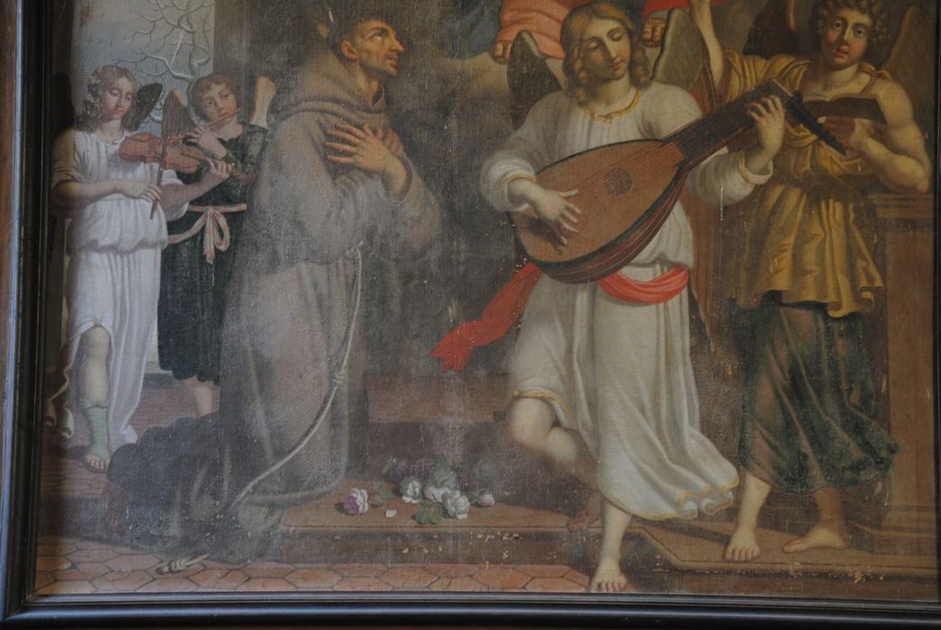 tableau : saint François et les anges musiciens, vue partielle - © Ministère de la Culture (France), Conservation des antiquités et des objets d’art de l’Ardèche – Tous droits réservés