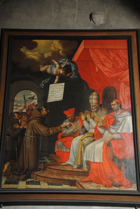 tableau : saint François devant le pape Honorius III, vue générale - © Ministère de la Culture (France), Conservation des antiquités et des objets d’art de l’Ardèche – Tous droits réservés