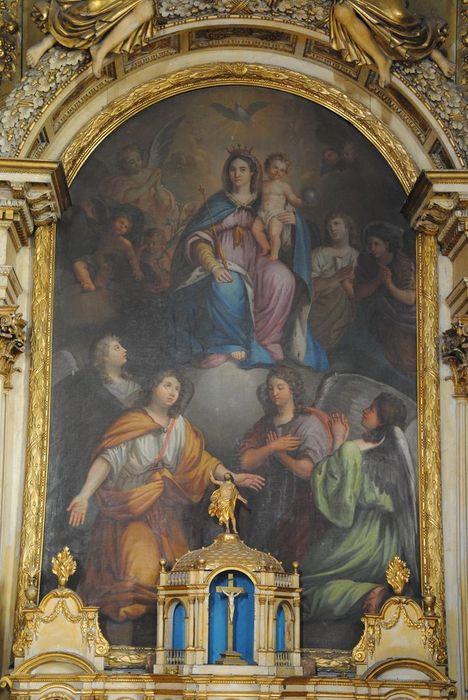 tableau du maître-autel : Vierge à l’enfant adorée par les anges, vue générale