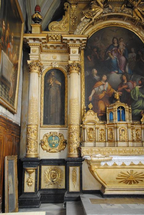 autel, tabernacle, retable (maître-autel), vue partielle