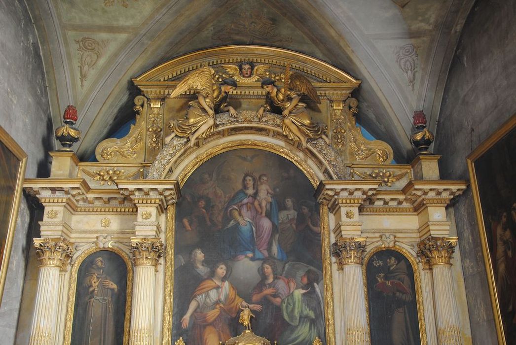 autel, tabernacle, retable (maître-autel), vue partielle