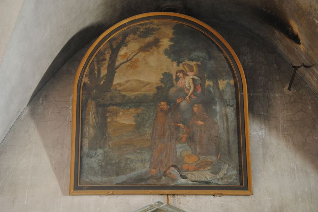tableau : saint François et son compagnon nourris par un ange, vue générale - © Ministère de la Culture (France), Conservation des antiquités et des objets d’art de l’Ardèche – Tous droits réservés