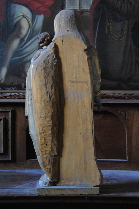 statue : Vierge à l'Enfant, vue générale du revers - © Ministère de la Culture (France), Conservation des antiquités et des objets d’art de l’Ardèche – Tous droits réservés