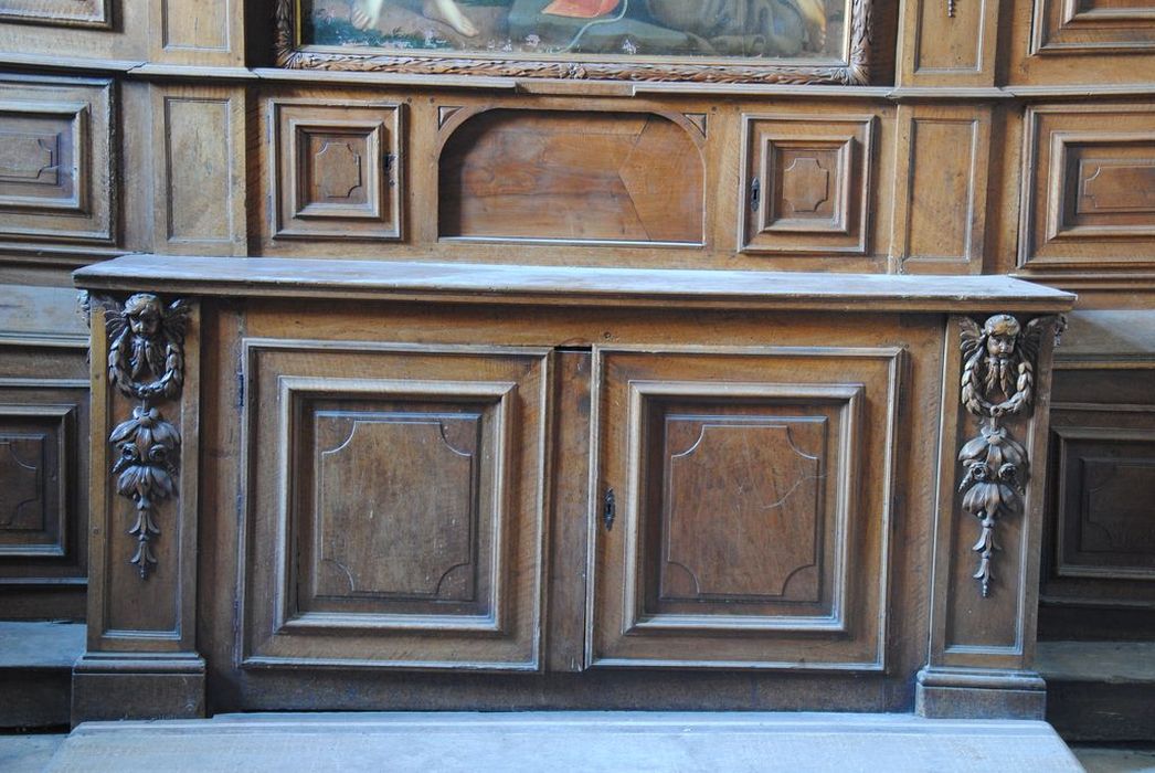 meuble de sacristie, vue partielle - © Ministère de la Culture (France), Médiathèque du patrimoine et de la photographie, Conservation des antiquités et des objets d’art de l’Ardèche – Tous droits réservés