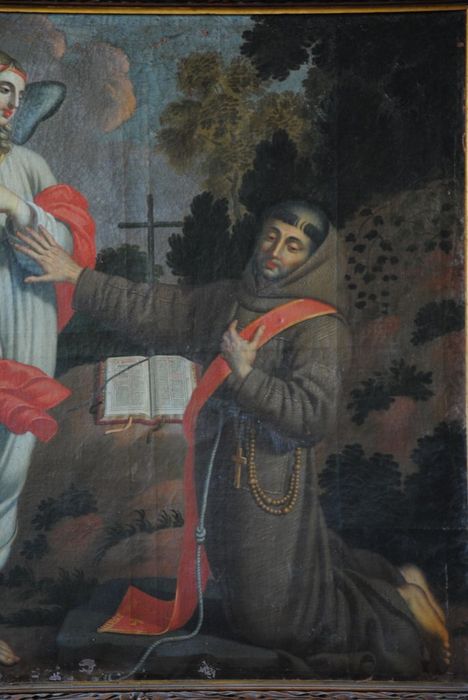 tableau : saint François refusant le sacerdoce, vue partielle - © Ministère de la Culture (France), Conservation des antiquités et des objets d’art de l’Ardèche – Tous droits réservés
