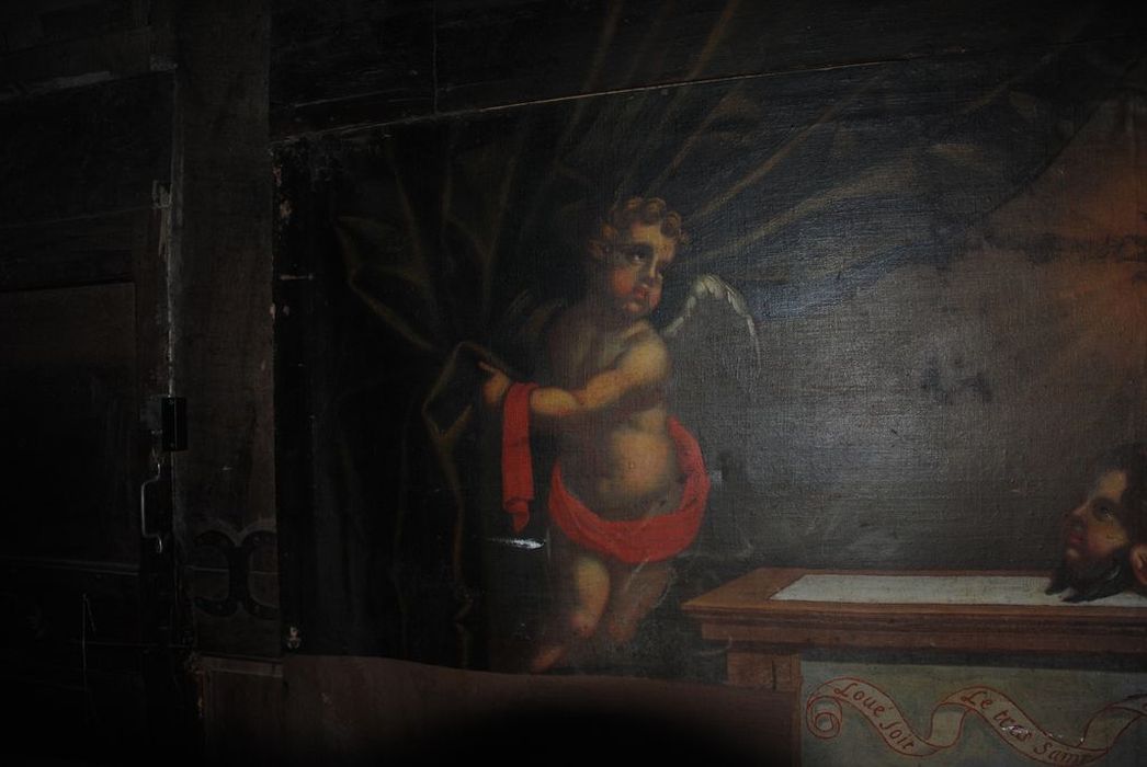 tableau : exposition du saint sacrement, détail - © Ministère de la Culture (France), Médiathèque du patrimoine et de la photographie, Conservation des antiquités et des objets d’art de l’Ardèche – Tous droits réservés