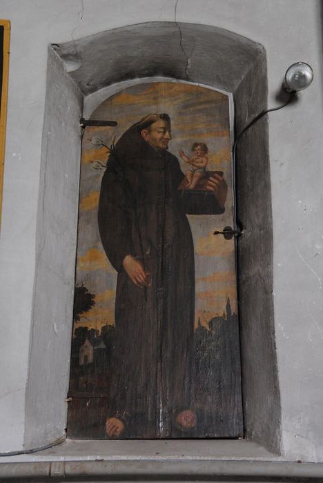 vantail (volet de fenêtre) : Saint Antoine de Padoue, vue générale - © Ministère de la Culture (France), Conservation des antiquités et des objets d’art de l’Ardèche – Tous droits réservés