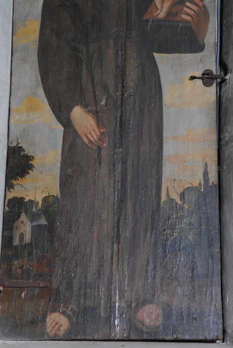 vantail (volet de fenêtre) : Saint Antoine de Padoue, vue partielle - © Ministère de la Culture (France), Médiathèque du patrimoine et de la photographie, Conservation des antiquités et des objets d’art de l’Ardèche – Tous droits réservés