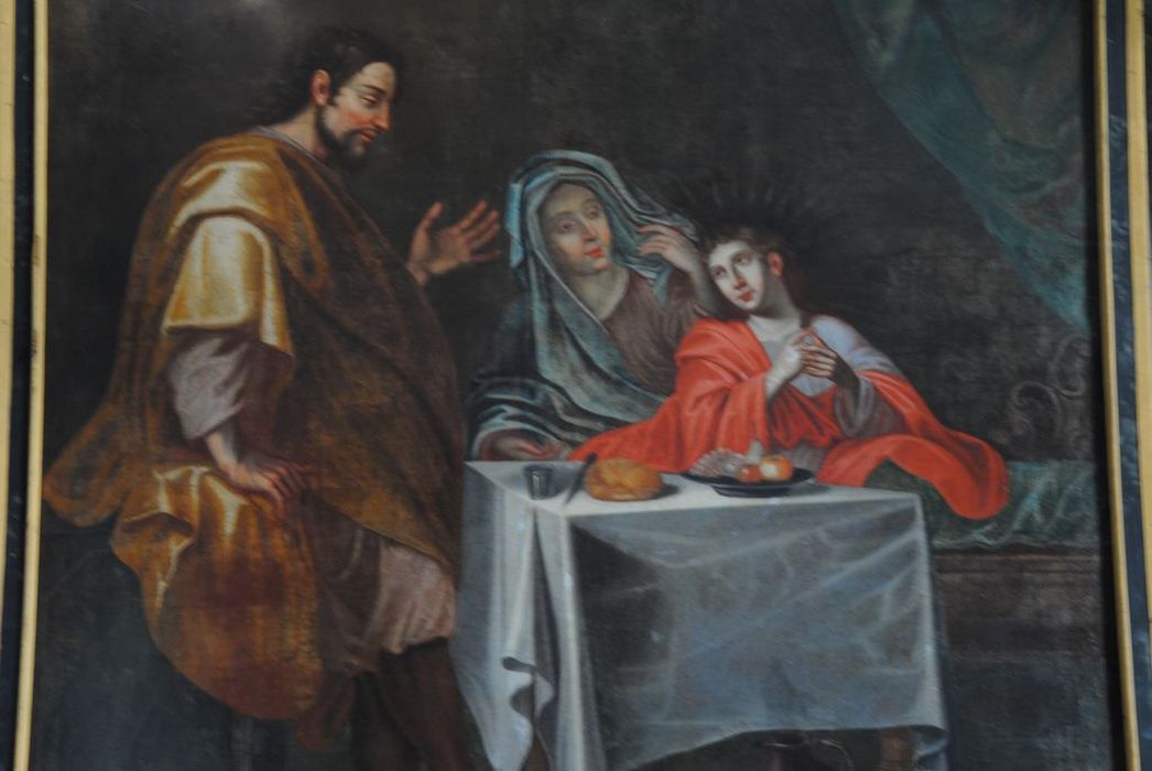tableau : la Sainte Famille, vue partielle - © Ministère de la Culture (France), Médiathèque du patrimoine et de la photographie, Conservation des antiquités et des objets d’art de l’Ardèche – Tous droits réservés