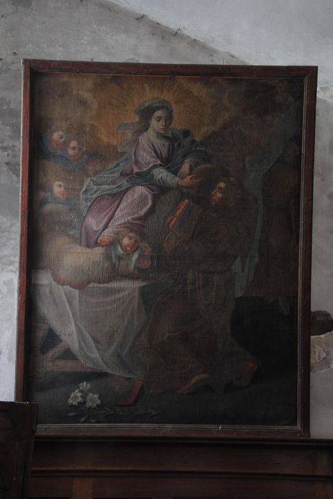 tableau : saint François présentant la règle de son ordre à la Vierge, vue générale - © Ministère de la Culture (France), Médiathèque du patrimoine et de la photographie, Conservation des antiquités et des objets d’art de l’Ardèche – Tous droits réservés