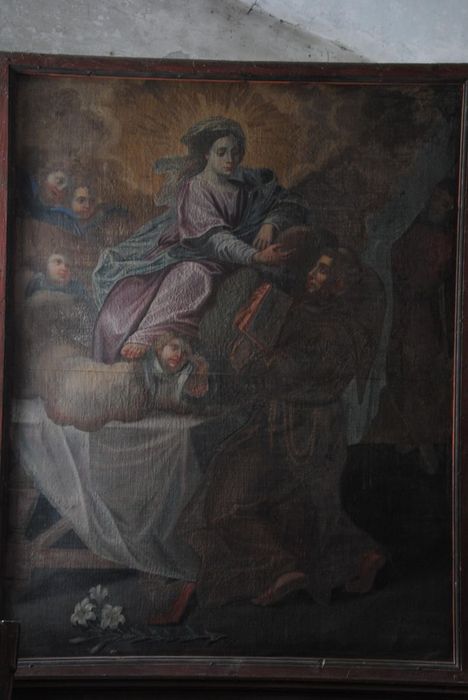 tableau : saint François présentant la règle de son ordre à la Vierge, vue générale - © Ministère de la Culture (France), Médiathèque du patrimoine et de la photographie, Conservation des antiquités et des objets d’art de l’Ardèche – Tous droits réservés
