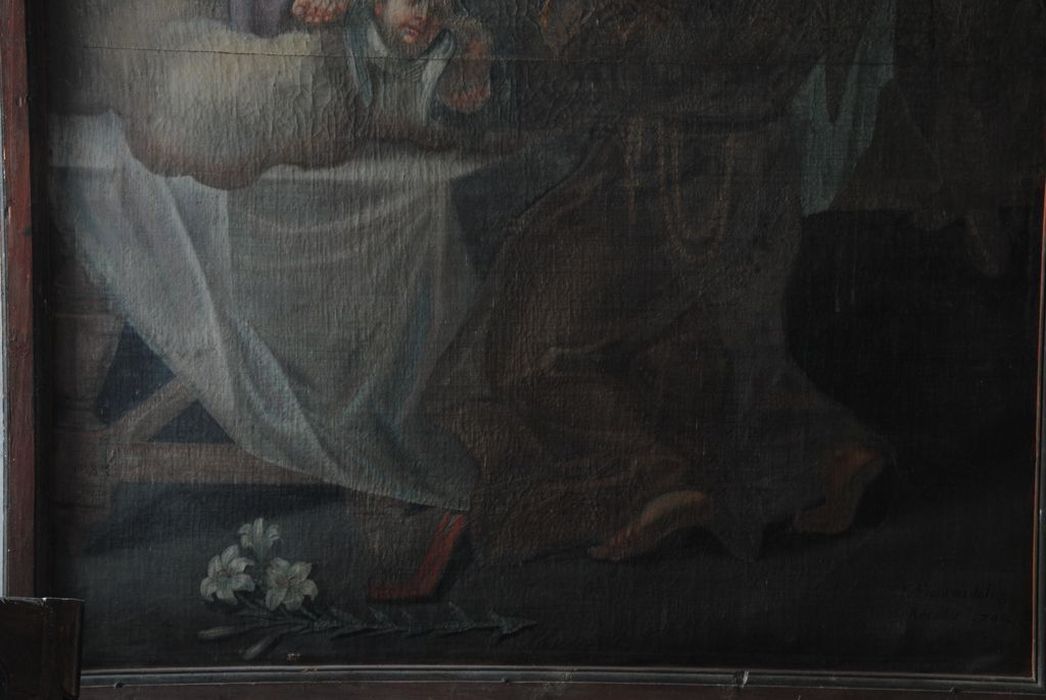 tableau : saint François présentant la règle de son ordre à la Vierge, détail - © Ministère de la Culture (France), Médiathèque du patrimoine et de la photographie, Conservation des antiquités et des objets d’art de l’Ardèche – Tous droits réservés