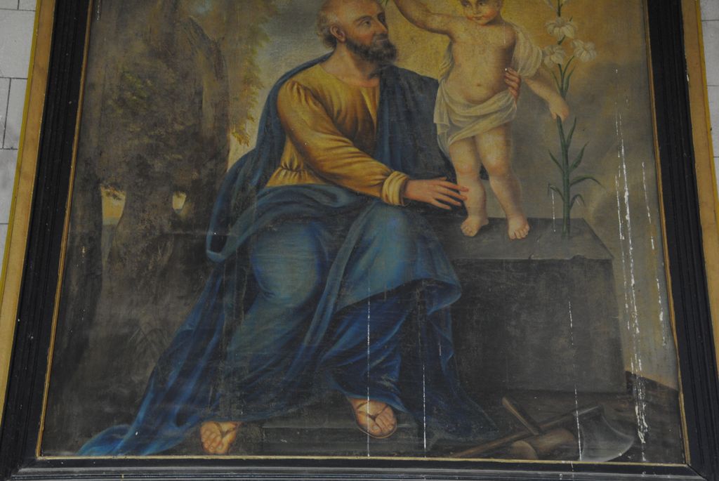 tableau : Saint Joseph et l'Enfant Jésus, vue partielle