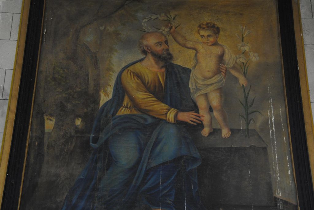 tableau : Saint Joseph et l'Enfant Jésus, vue partielle