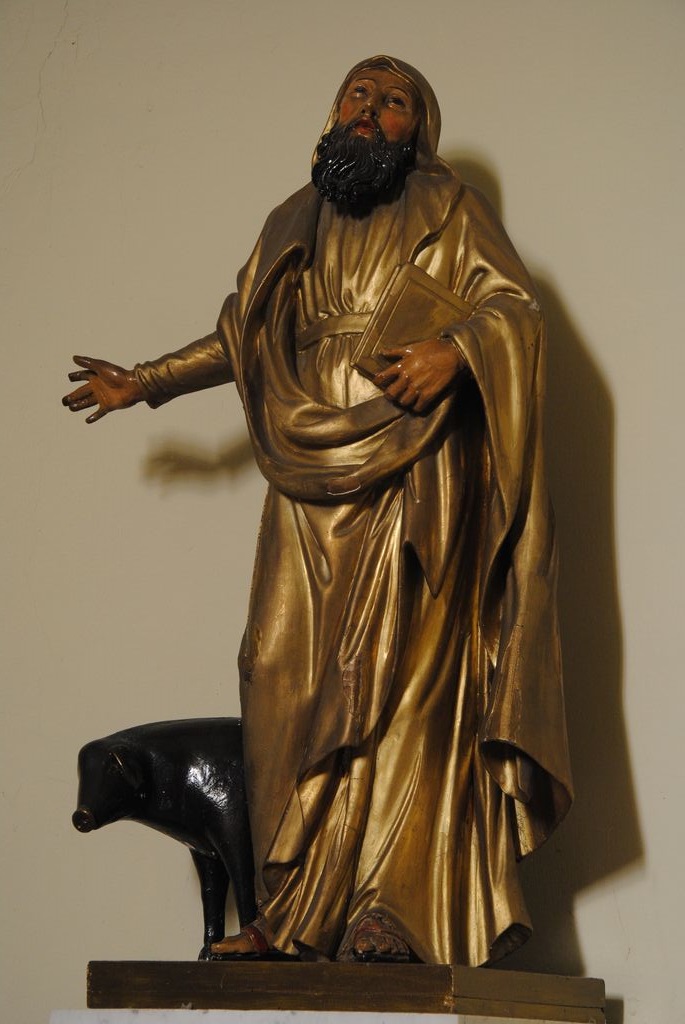 statue : saint Antoine Ermite, vue générale - © Ministère de la Culture (France), Médiathèque du patrimoine et de la photographie, Conservation des antiquités et des objets d’art de l’Ardèche – Tous droits réservés