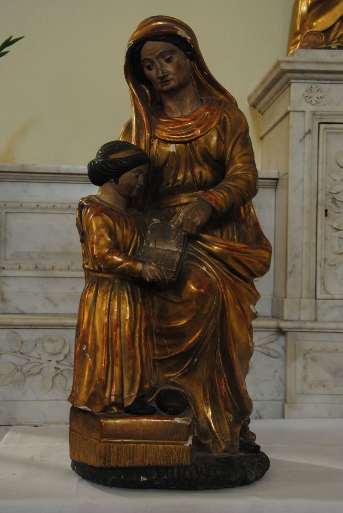groupe sculpté : Sainte Anne et la Vierge, vue générale - © Ministère de la Culture (France), Médiathèque du patrimoine et de la photographie, Conservation des antiquités et des objets d’art de l’Ardèche – Tous droits réservés