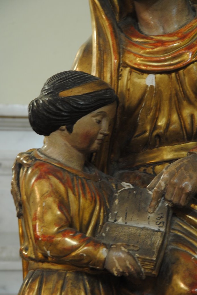 groupe sculpté : Sainte Anne et la Vierge, vue partielle - © Ministère de la Culture (France), Médiathèque du patrimoine et de la photographie, Conservation des antiquités et des objets d’art de l’Ardèche – Tous droits réservés