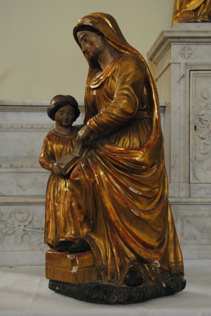 groupe sculpté : Sainte Anne et la Vierge, vue générale - © Ministère de la Culture (France), Médiathèque du patrimoine et de la photographie, Conservation des antiquités et des objets d’art de l’Ardèche – Tous droits réservés