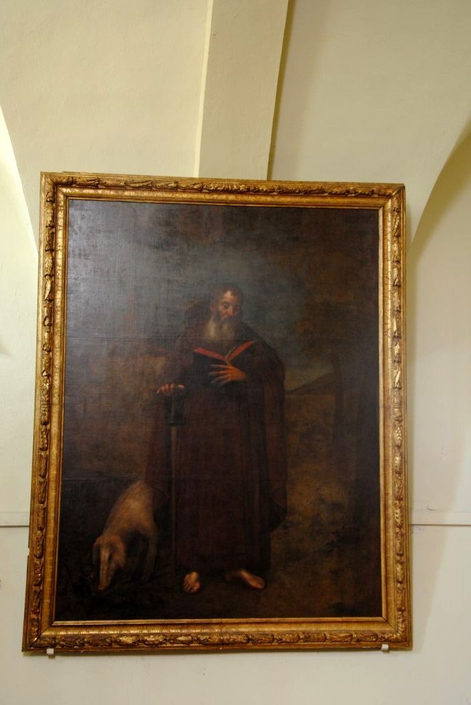 tableau : saint Antoine et son cochon, vue générale - © Ministère de la Culture (France), Médiathèque du patrimoine et de la photographie, Conservation des antiquités et des objets d’art de l’Ardèche – Tous droits réservés