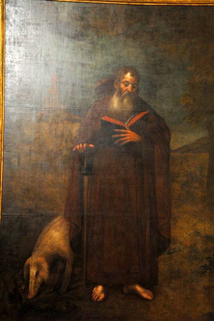 tableau : saint Antoine et son cochon, vue générale - © Ministère de la Culture (France), Médiathèque du patrimoine et de la photographie, Conservation des antiquités et des objets d’art de l’Ardèche – Tous droits réservés