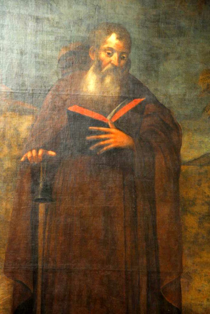 tableau : saint Antoine et son cochon, vue partielle - © Ministère de la Culture (France), Médiathèque du patrimoine et de la photographie, Conservation des antiquités et des objets d’art de l’Ardèche – Tous droits réservés