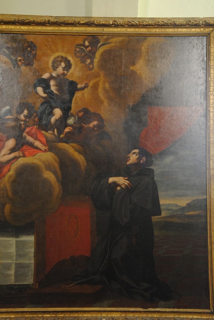 tableau : saint Antoine-de-Padoue agenouillé devant une vision de l'Enfant Jésus, vue générale - © Ministère de la Culture (France), Conservation des antiquités et des objets d’art de l’Ardèche – Tous droits réservés