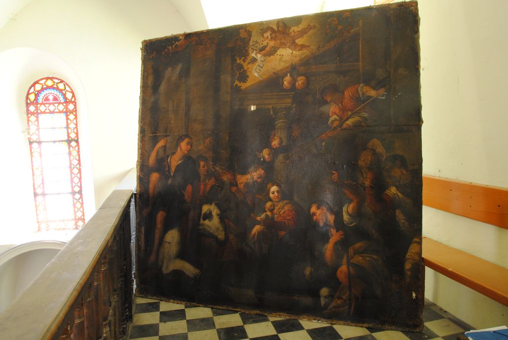 tableau : Adoration des bergers, vue générale - © Ministère de la Culture (France), Médiathèque du patrimoine et de la photographie, Conservation des antiquités et des objets d’art de l’Ardèche – Tous droits réservés