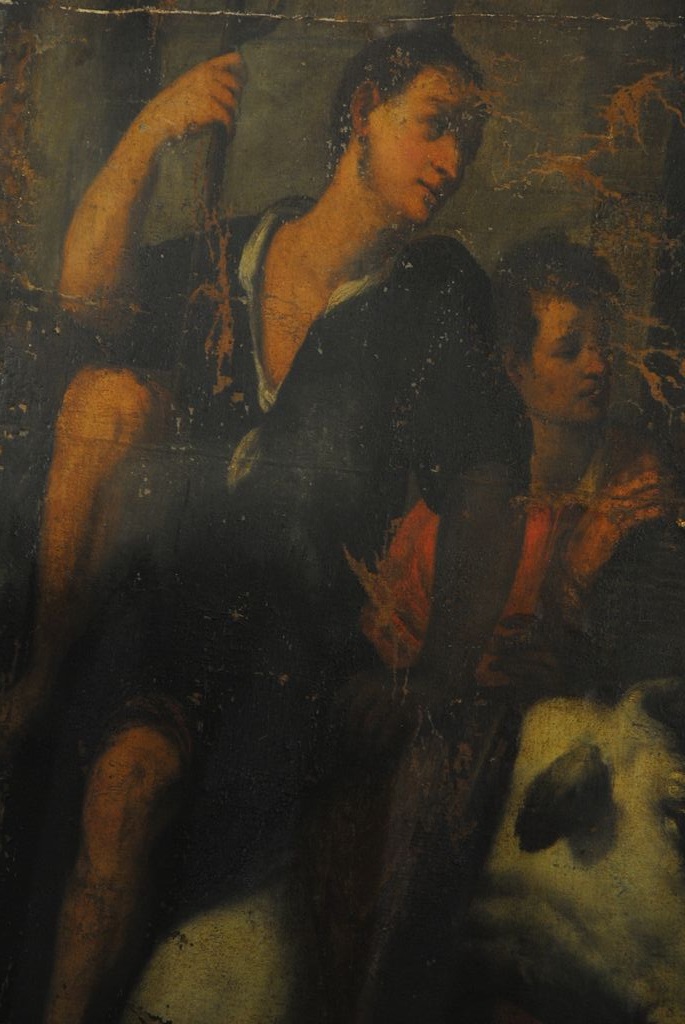 tableau : Adoration des bergers, détail - © Ministère de la Culture (France), Conservation des antiquités et des objets d’art de l’Ardèche – Tous droits réservés