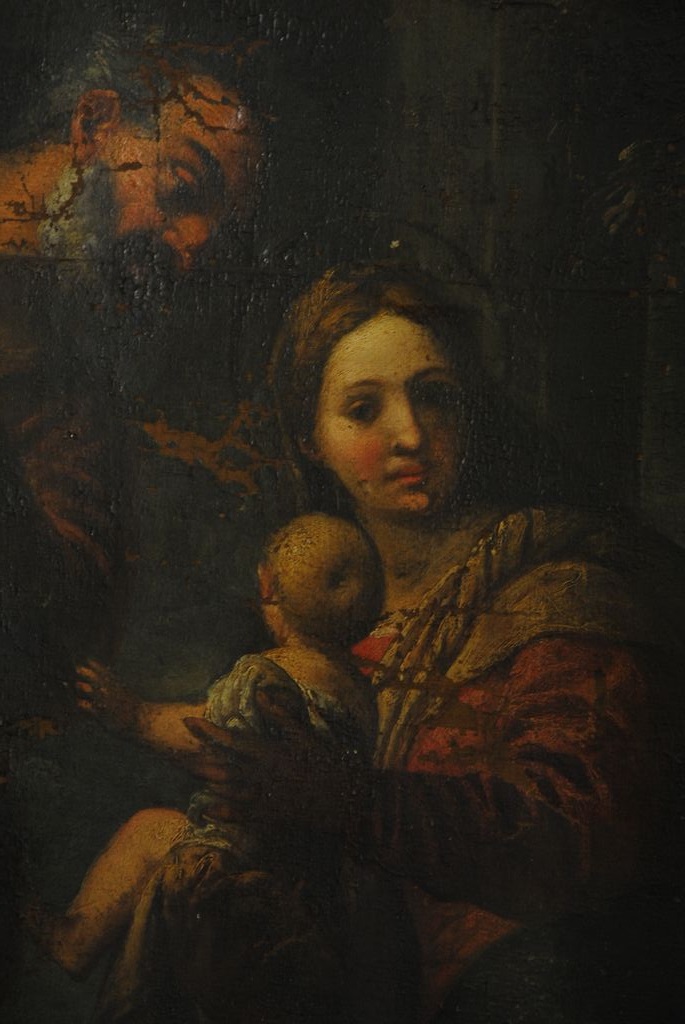 tableau : Adoration des bergers, détail - © Ministère de la Culture (France), Conservation des antiquités et des objets d’art de l’Ardèche – Tous droits réservés