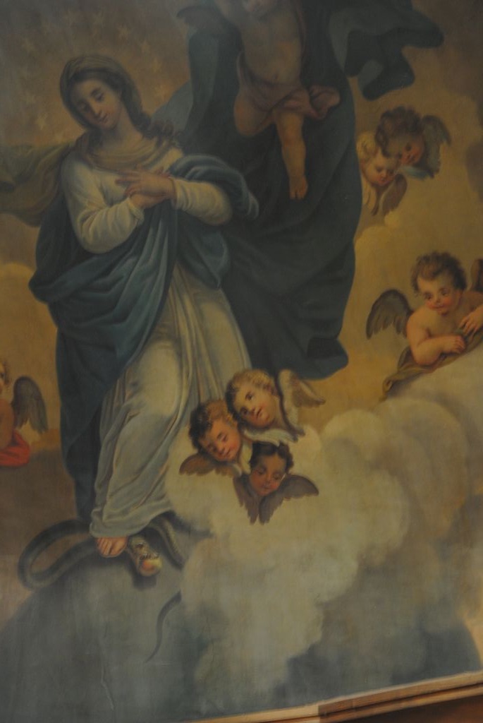 peinture monumentale (abside) : Vierge de l’Immaculée, détail