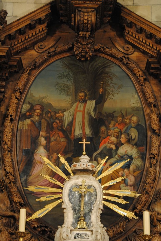 autel (maître-autel), tableau : Saint François Xavier prêchant aux indiens, vue générale