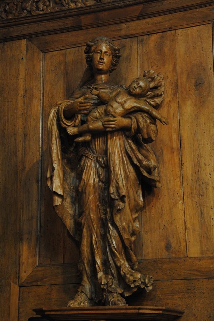 retable de la Vierge, statue : Vierge à l’enfant, vue générale